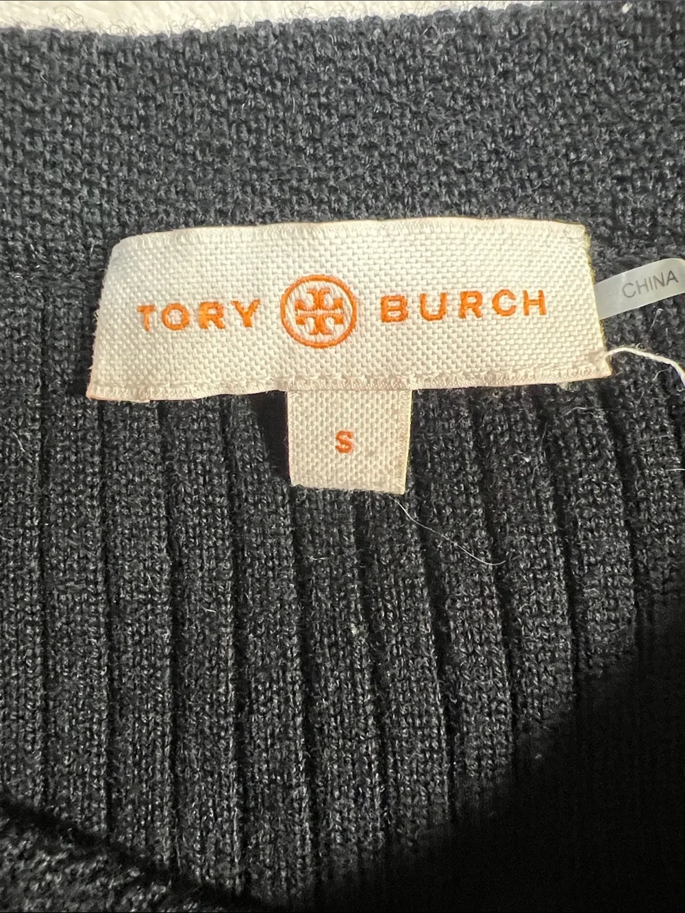 Tory Burch Black Ribbed Peplum Crewneck Sweater